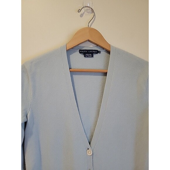 VTG Ralph Lauren Blue Label 100% Cashmere Cardigan Long Sleeve Blue Women's M - Picture 2 of 9